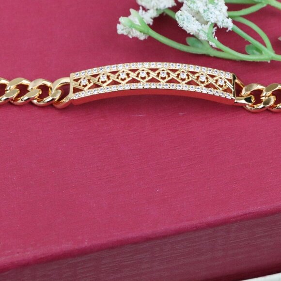 "Rose Gold Bracelet with Diamond-Cut Crisscross Bar Design, XPBL0855 - Picture 12 of 12
